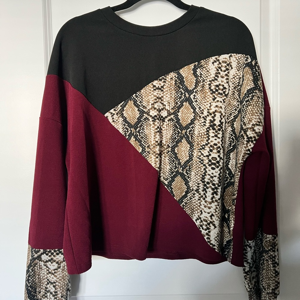 Multi-print Long Sleeved Blouse
